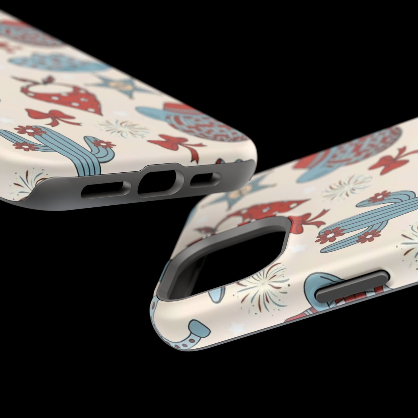 Western Country Pattern Phone Case — Cowboy Boots, Hats & Bandanas Magnetic Impact-Resistant Case