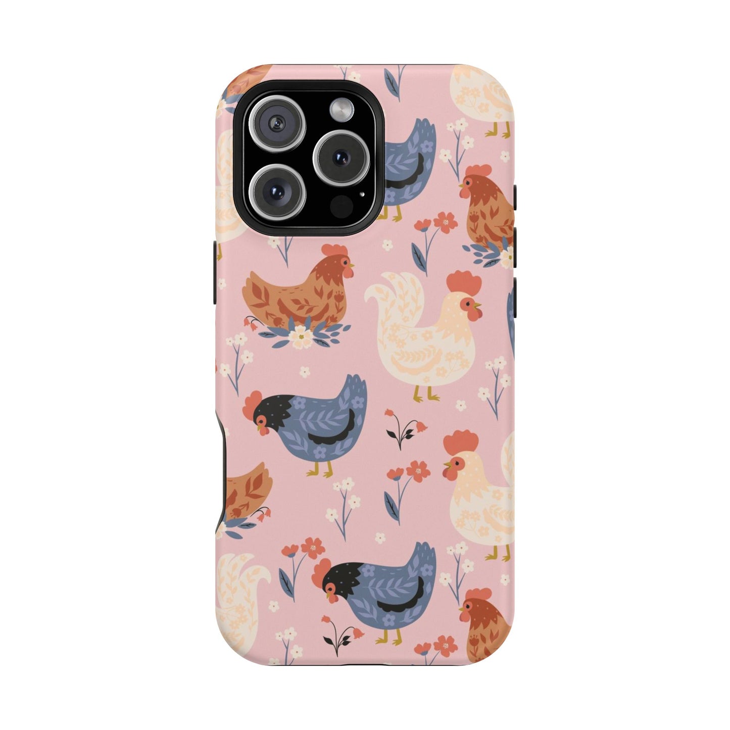 Chicken Pattern Magnetic Impact Phone Case — Cute Pastel Hen Design
