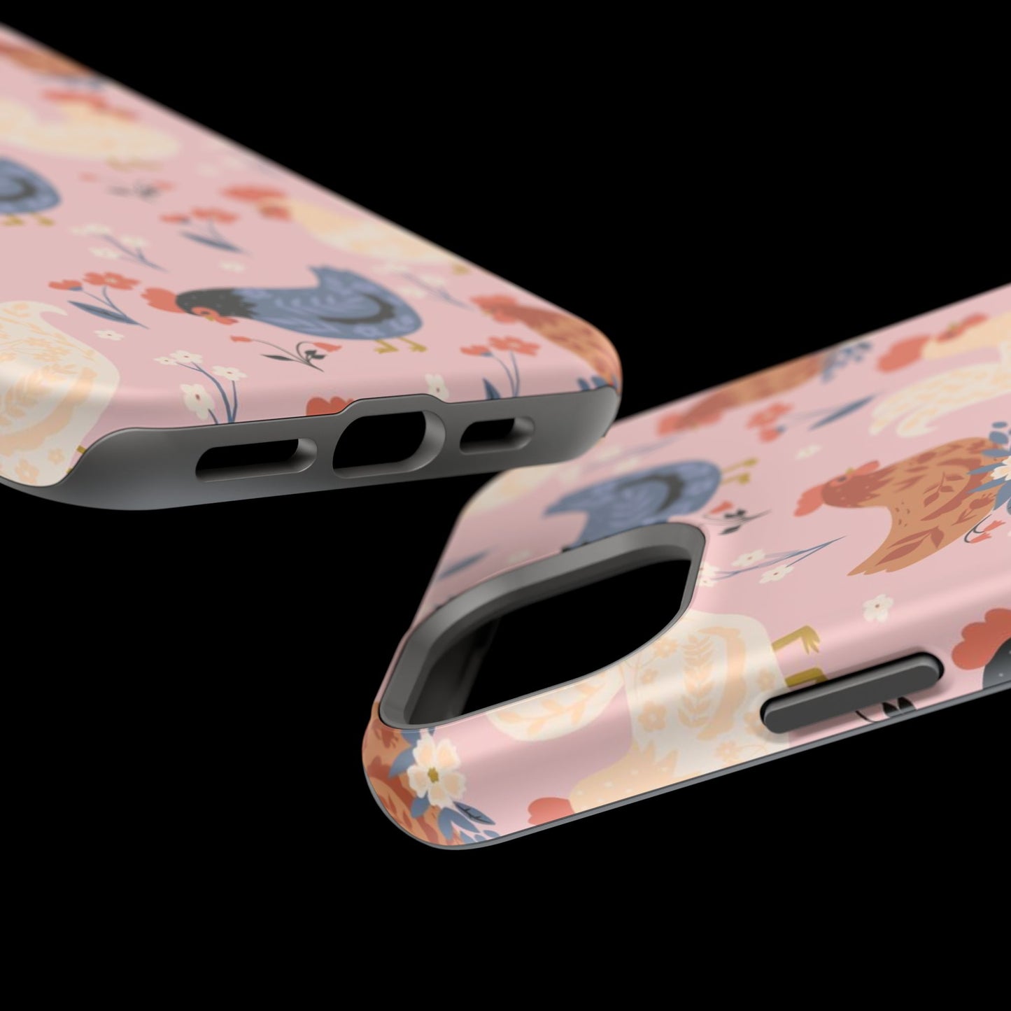 Chicken Pattern Magnetic Impact Phone Case — Cute Pastel Hen Design