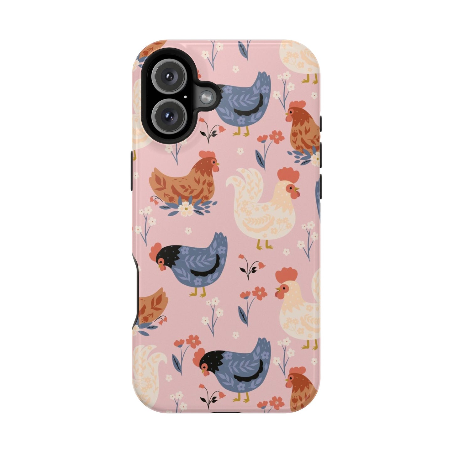 Chicken Pattern Magnetic Impact Phone Case — Cute Pastel Hen Design