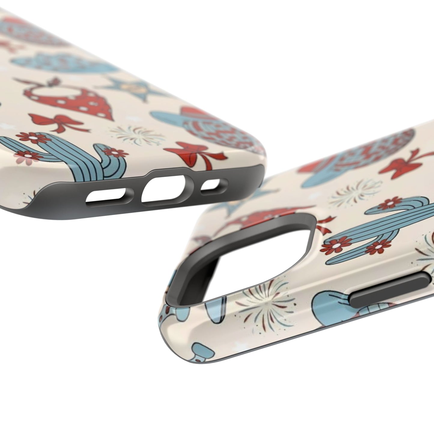 Western Country Pattern Phone Case — Cowboy Boots, Hats & Bandanas Magnetic Impact-Resistant Case