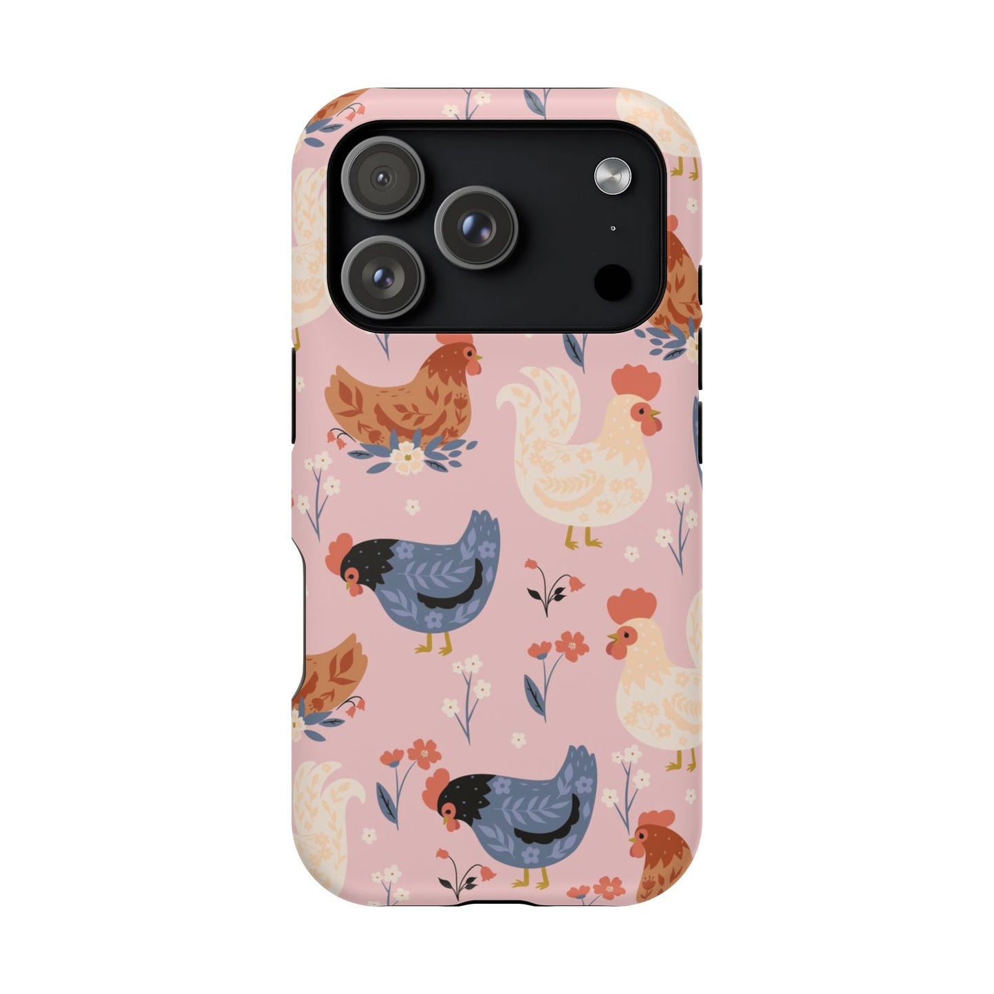 Chicken Pattern Magnetic Impact Phone Case — Cute Pastel Hen Design