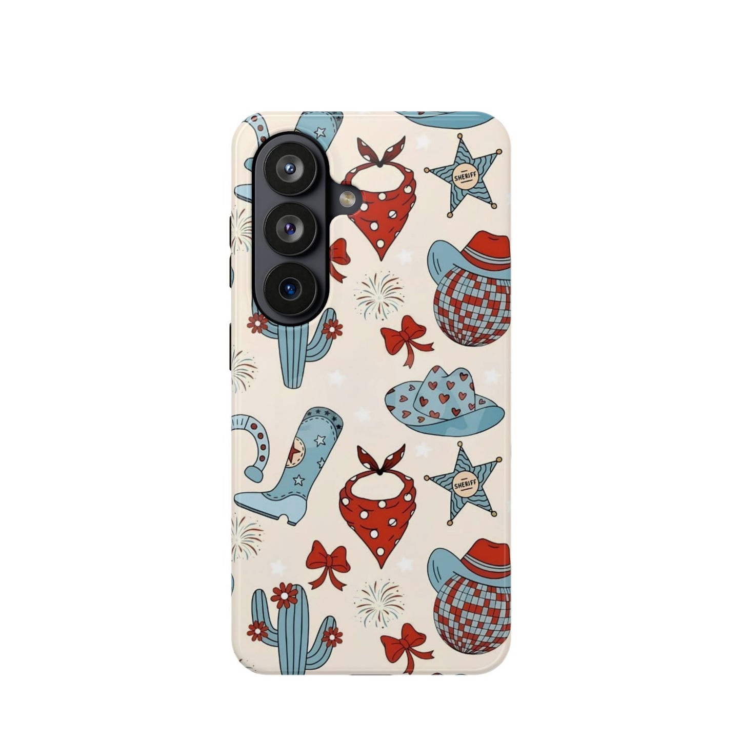 Western Country Pattern Phone Case — Cowboy Boots, Hats & Bandanas Magnetic Impact-Resistant Case
