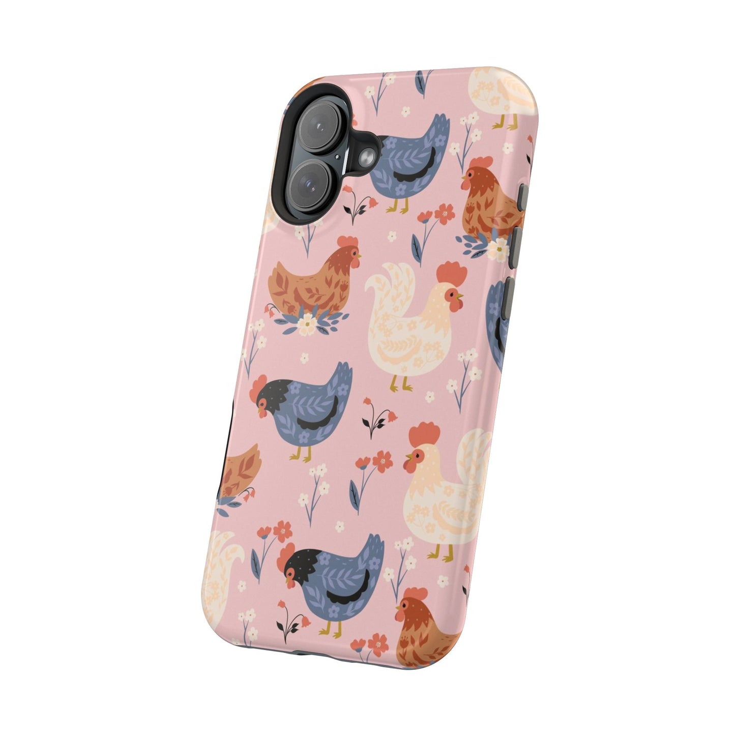Chicken Pattern Magnetic Impact Phone Case — Cute Pastel Hen Design