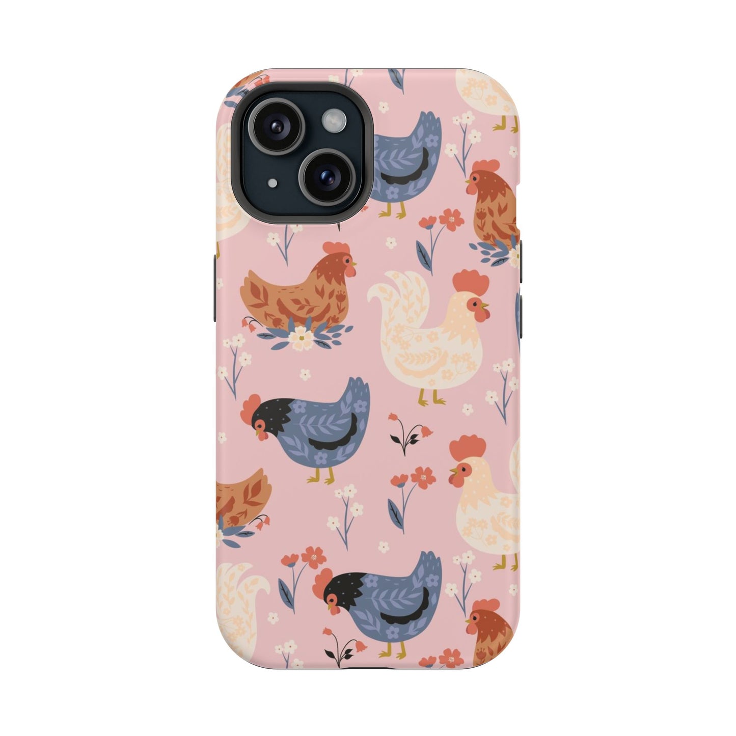 Chicken Pattern Magnetic Impact Phone Case — Cute Pastel Hen Design