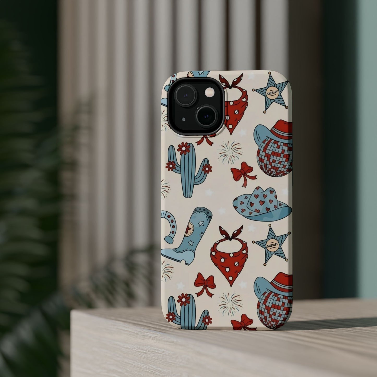 Western Country Pattern Phone Case — Cowboy Boots, Hats & Bandanas Magnetic Impact-Resistant Case