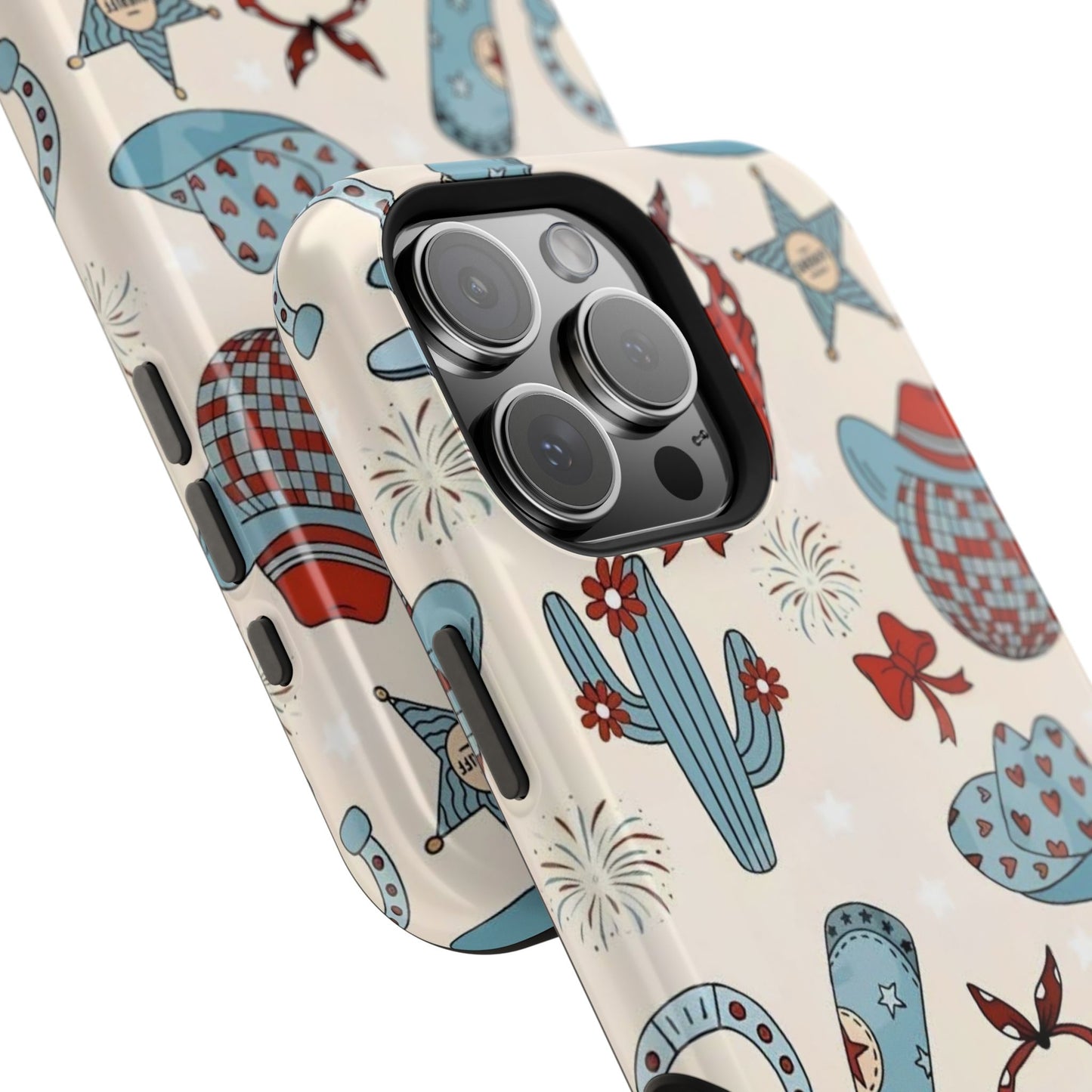 Western Country Pattern Phone Case — Cowboy Boots, Hats & Bandanas Magnetic Impact-Resistant Case