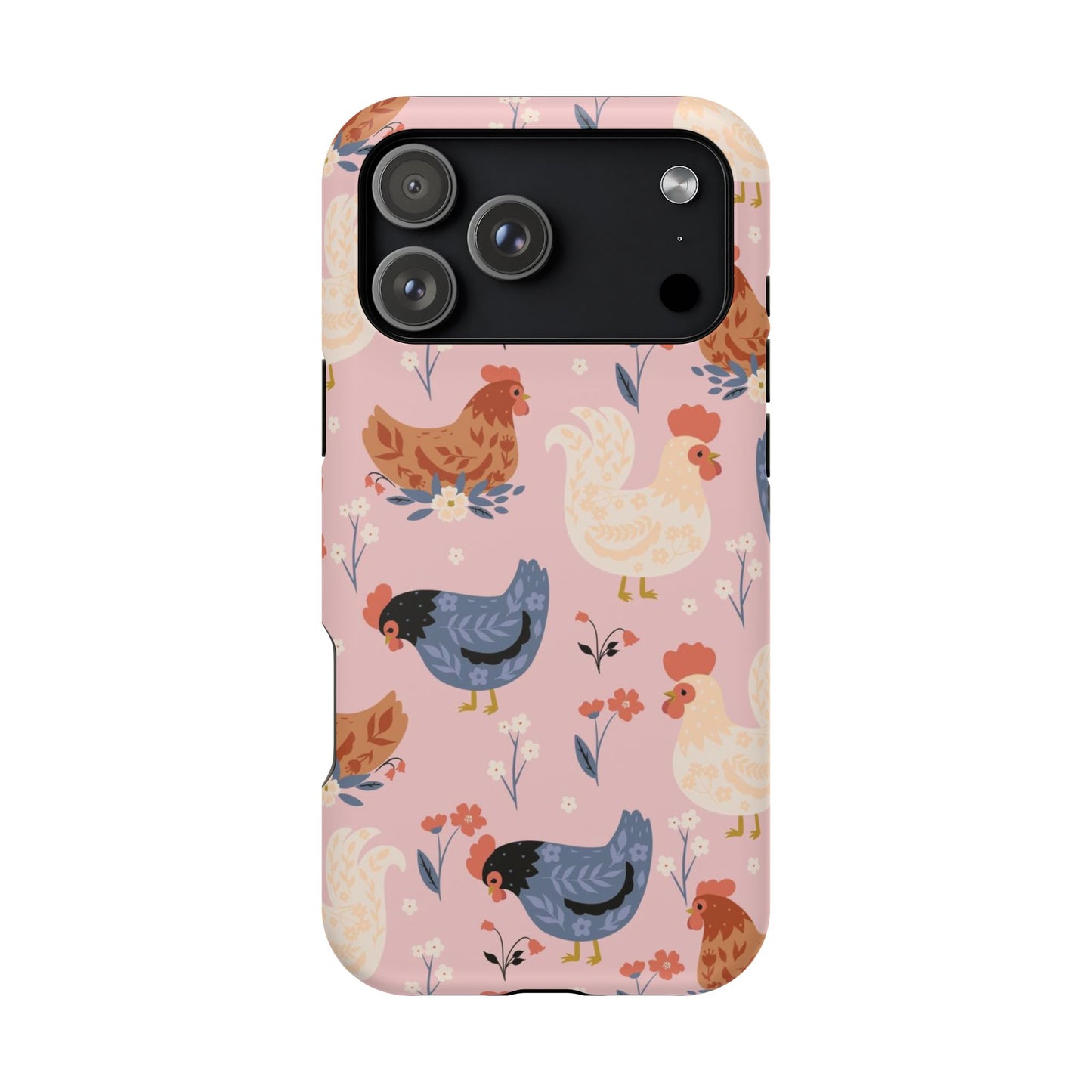 Chicken Pattern Magnetic Impact Phone Case — Cute Pastel Hen Design