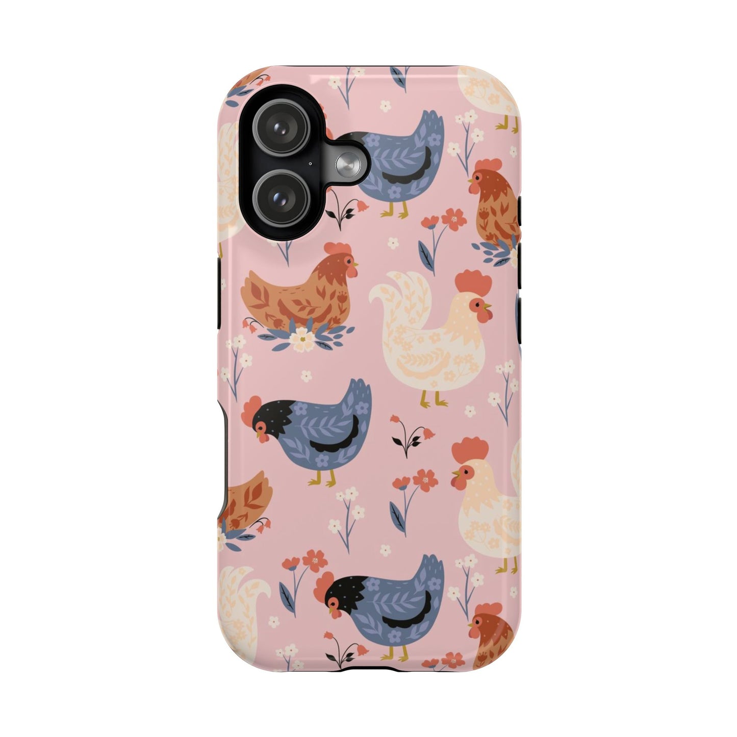 Chicken Pattern Magnetic Impact Phone Case — Cute Pastel Hen Design