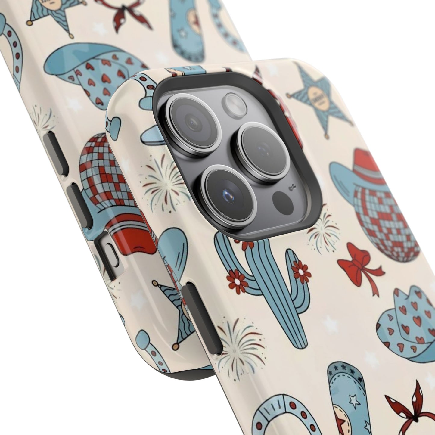 Western Country Pattern Phone Case — Cowboy Boots, Hats & Bandanas Magnetic Impact-Resistant Case