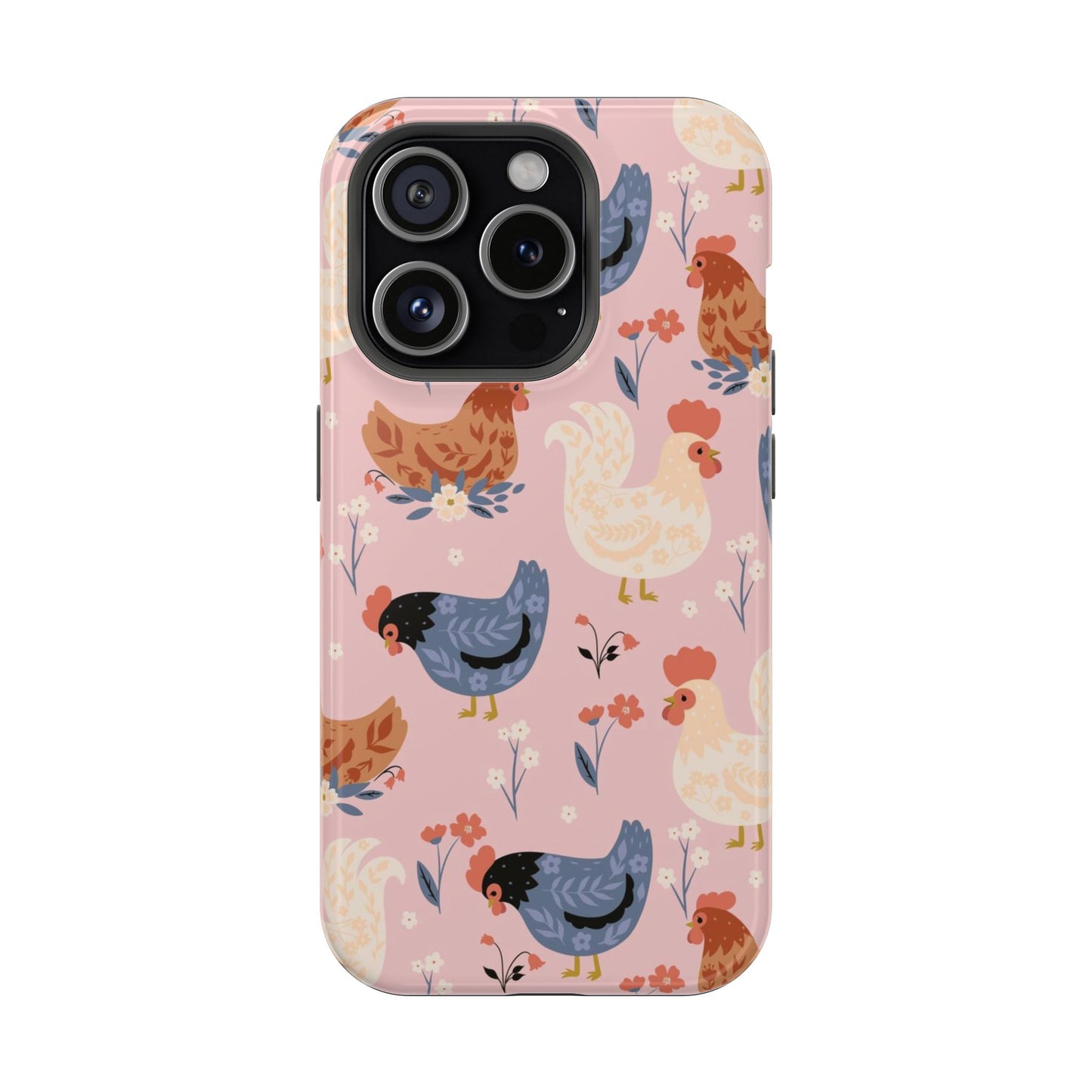 Chicken Pattern Magnetic Impact Phone Case — Cute Pastel Hen Design