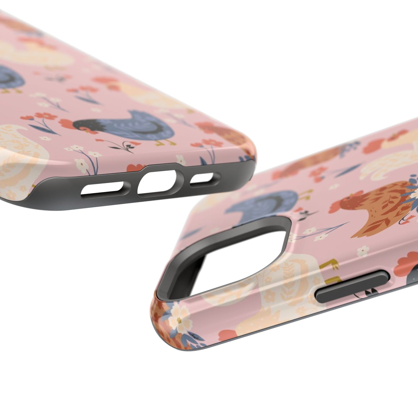 Chicken Pattern Magnetic Impact Phone Case — Cute Pastel Hen Design