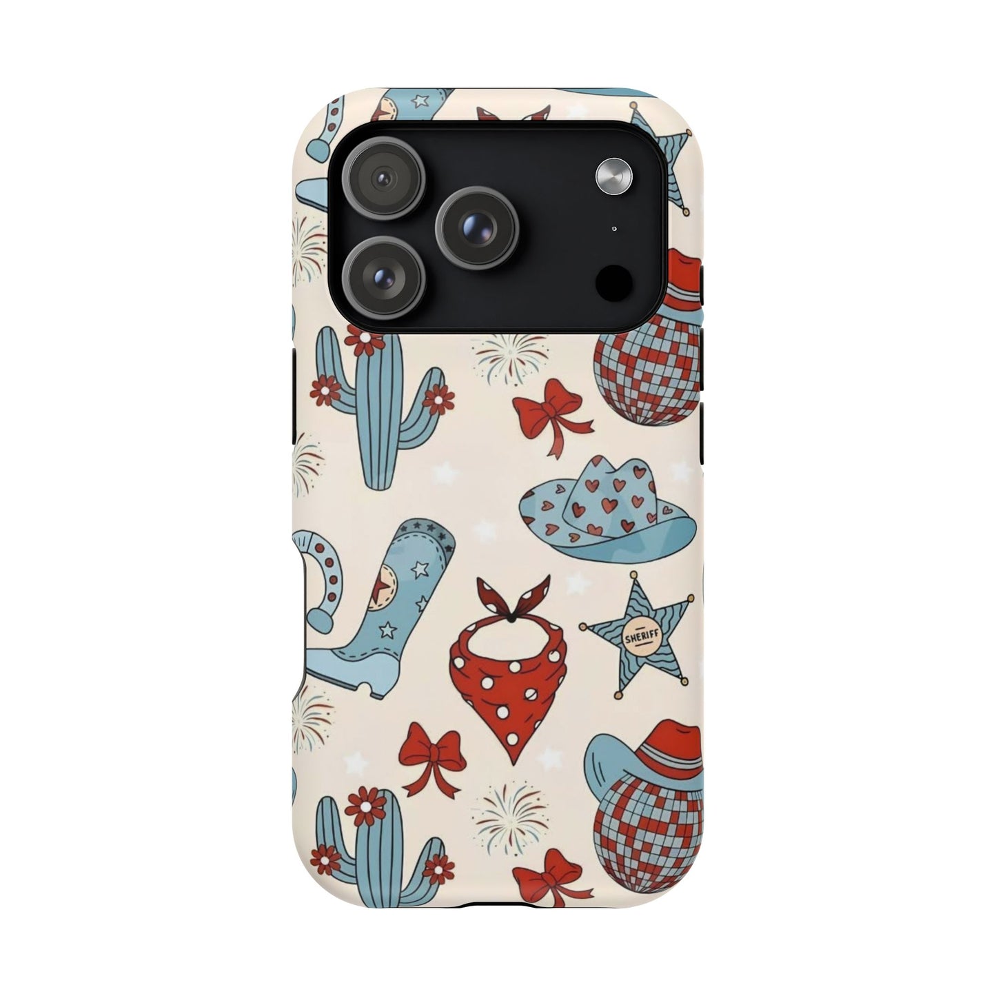 Western Country Pattern Phone Case — Cowboy Boots, Hats & Bandanas Magnetic Impact-Resistant Case