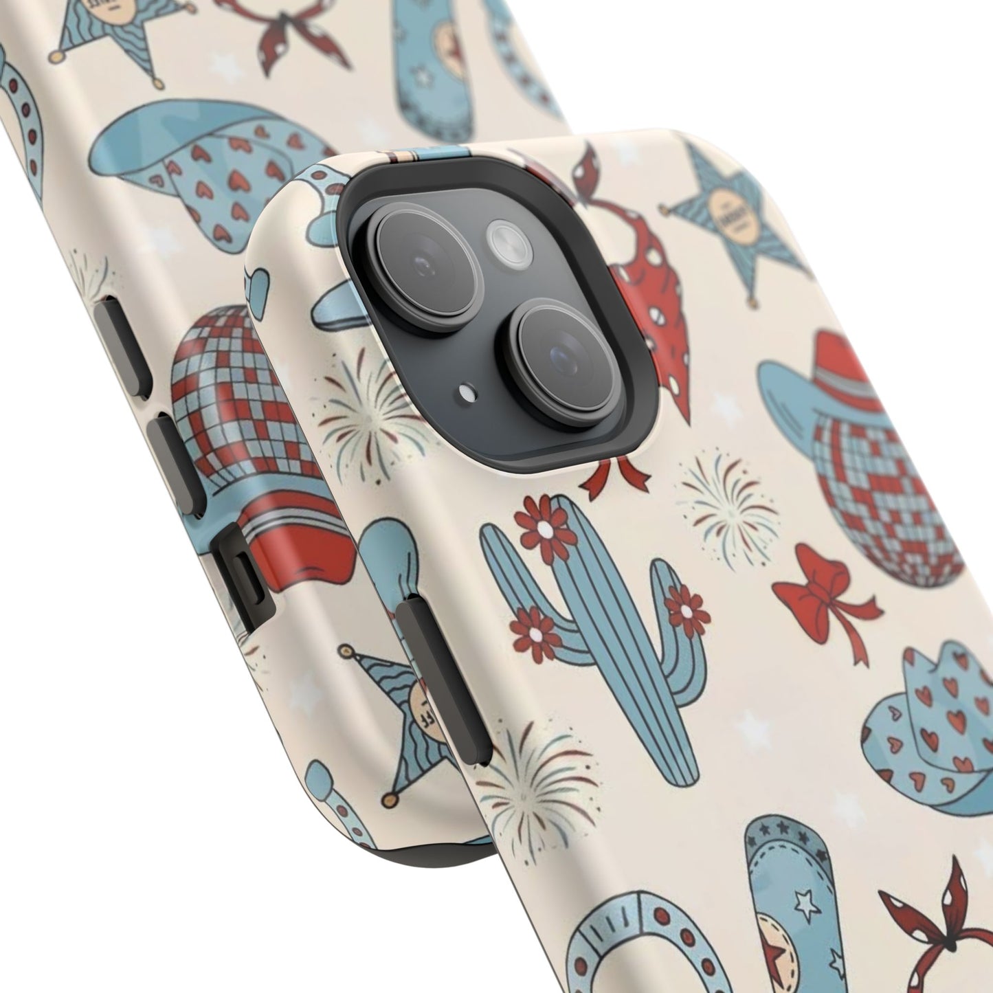 Western Country Pattern Phone Case — Cowboy Boots, Hats & Bandanas Magnetic Impact-Resistant Case