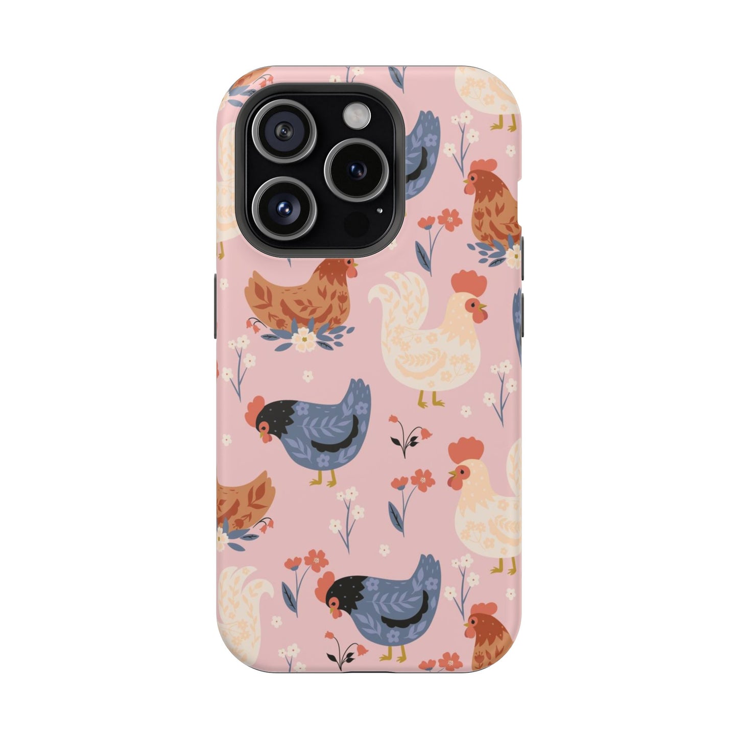 Chicken Pattern Magnetic Impact Phone Case — Cute Pastel Hen Design