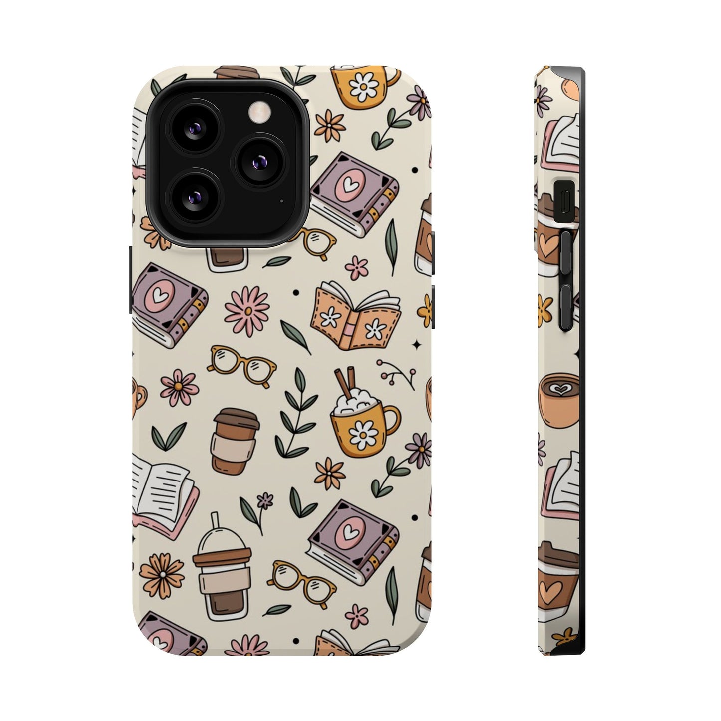 Cozy Reading Floral Phone Case — Magnetic Impact-Resistant