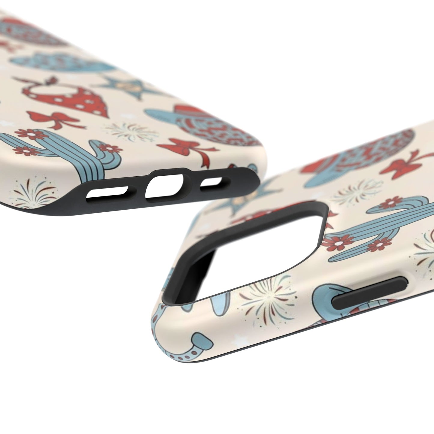 Western Country Pattern Phone Case — Cowboy Boots, Hats & Bandanas Magnetic Impact-Resistant Case