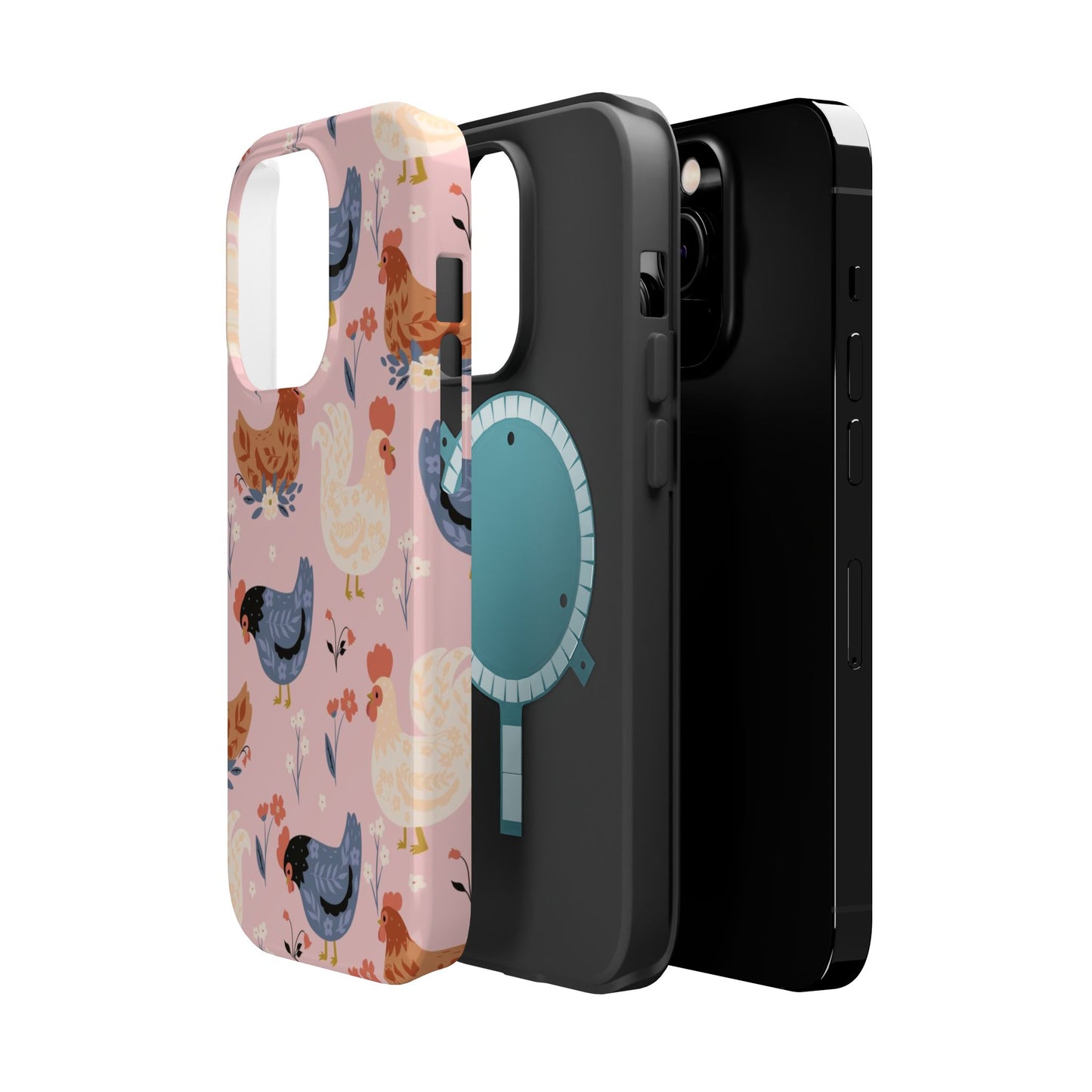 Chicken Pattern Magnetic Impact Phone Case — Cute Pastel Hen Design
