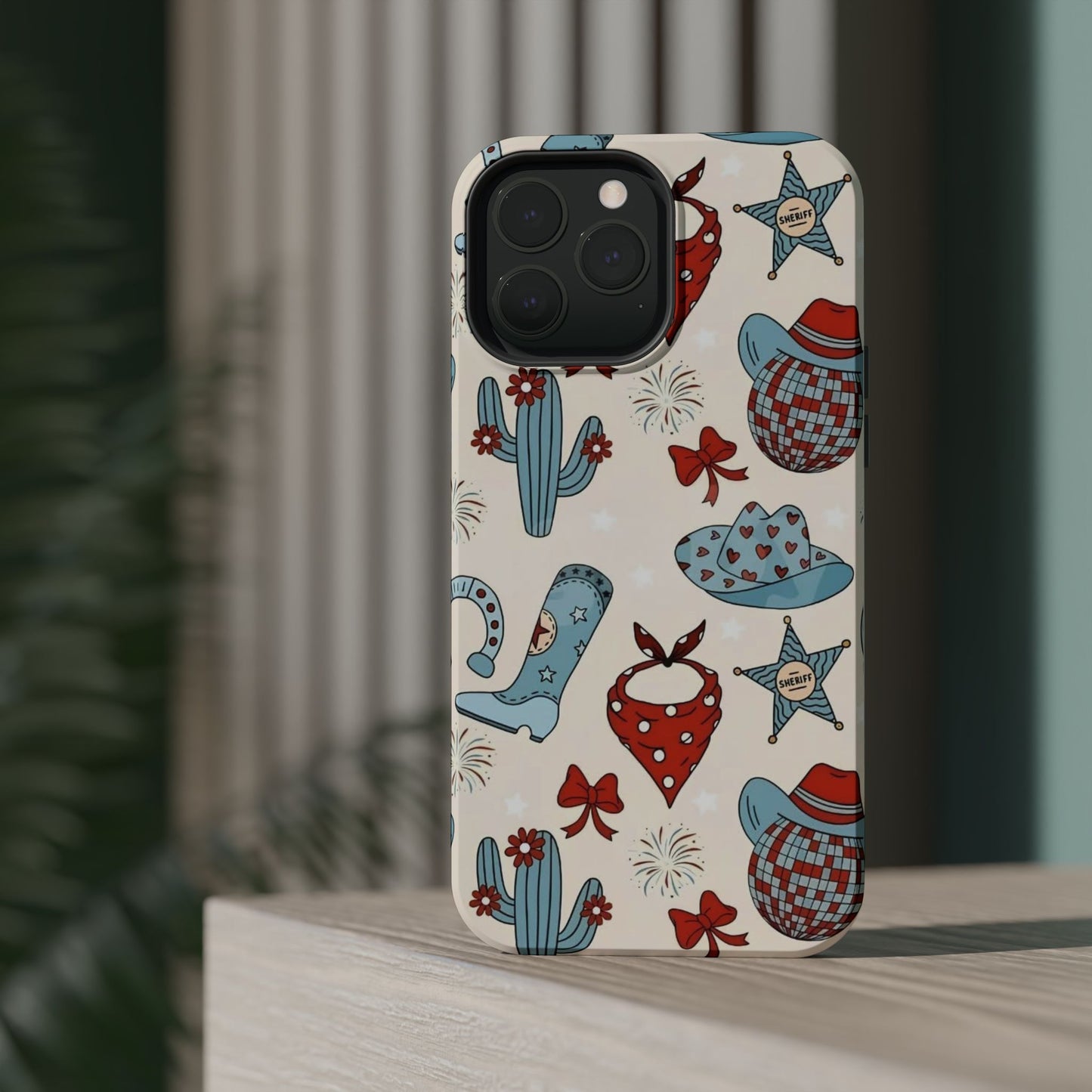 Western Country Pattern Phone Case — Cowboy Boots, Hats & Bandanas Magnetic Impact-Resistant Case
