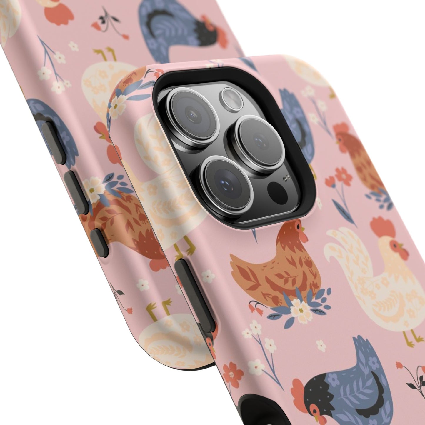 Chicken Pattern Magnetic Impact Phone Case — Cute Pastel Hen Design