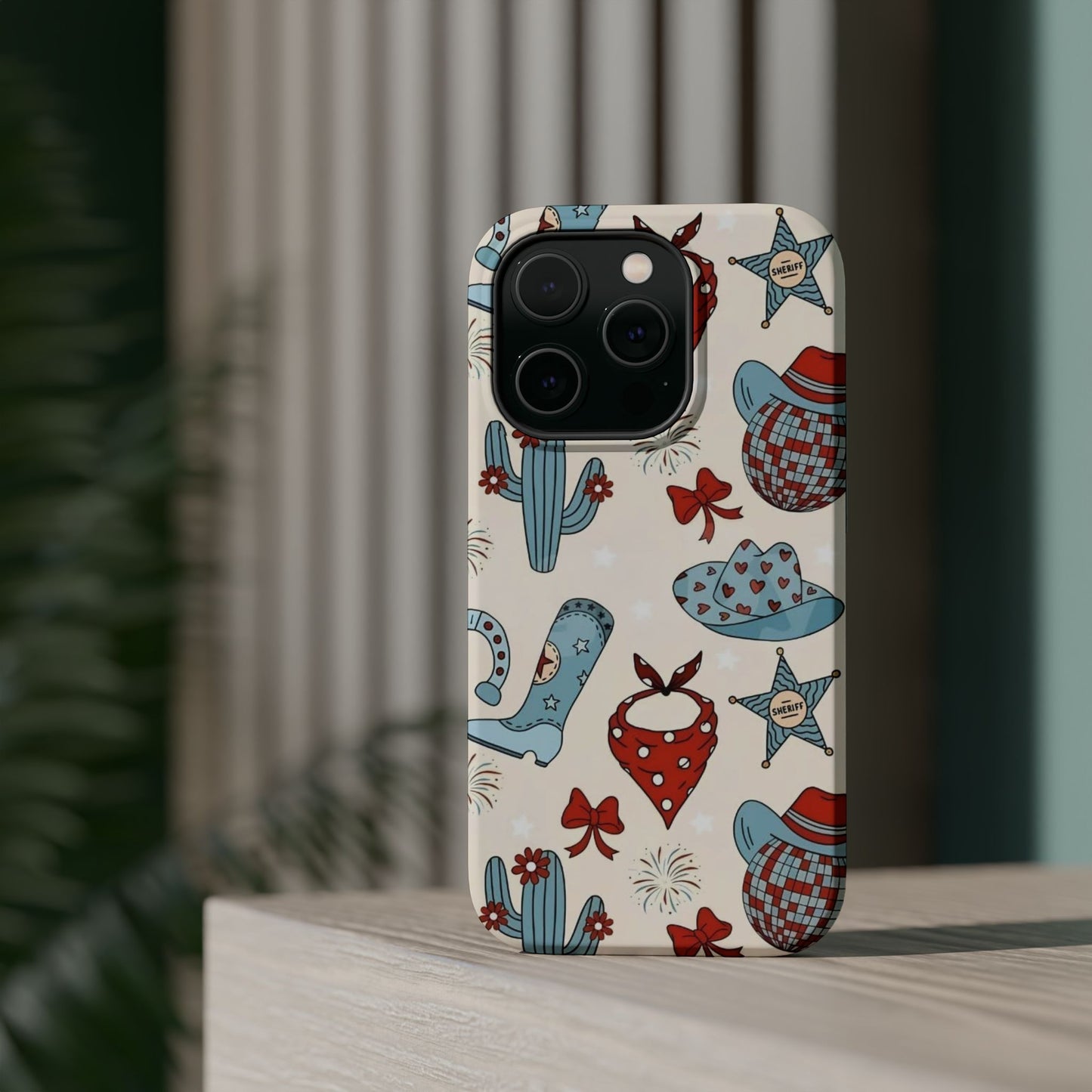 Western Country Pattern Phone Case — Cowboy Boots, Hats & Bandanas Magnetic Impact-Resistant Case
