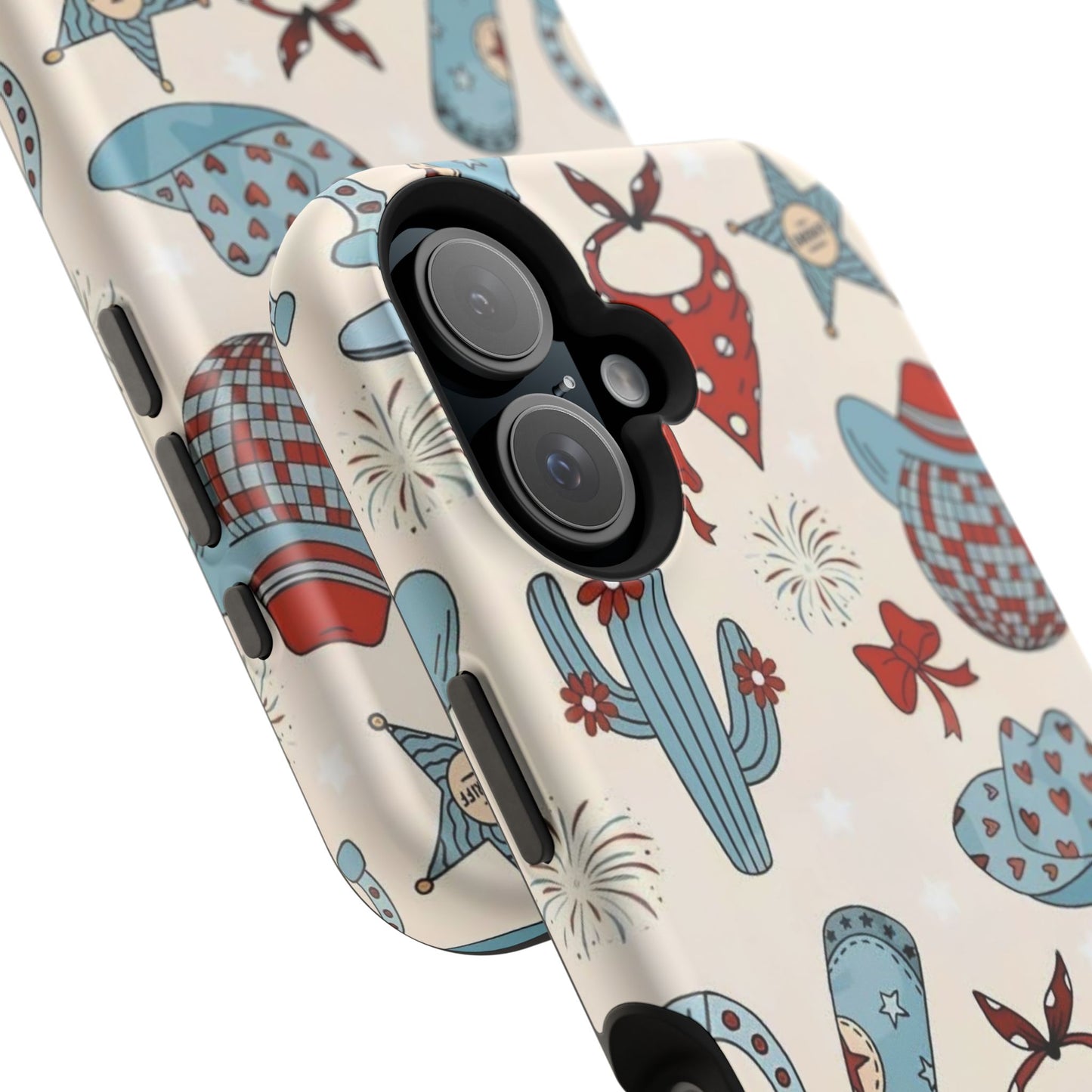 Western Country Pattern Phone Case — Cowboy Boots, Hats & Bandanas Magnetic Impact-Resistant Case