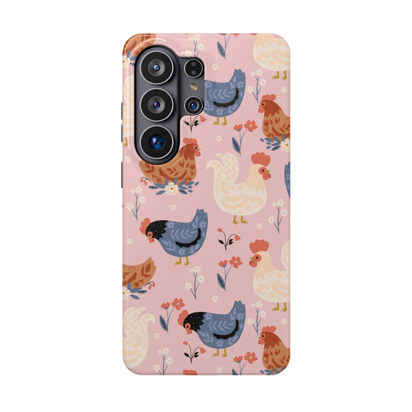 Chicken Pattern Magnetic Impact Phone Case — Cute Pastel Hen Design
