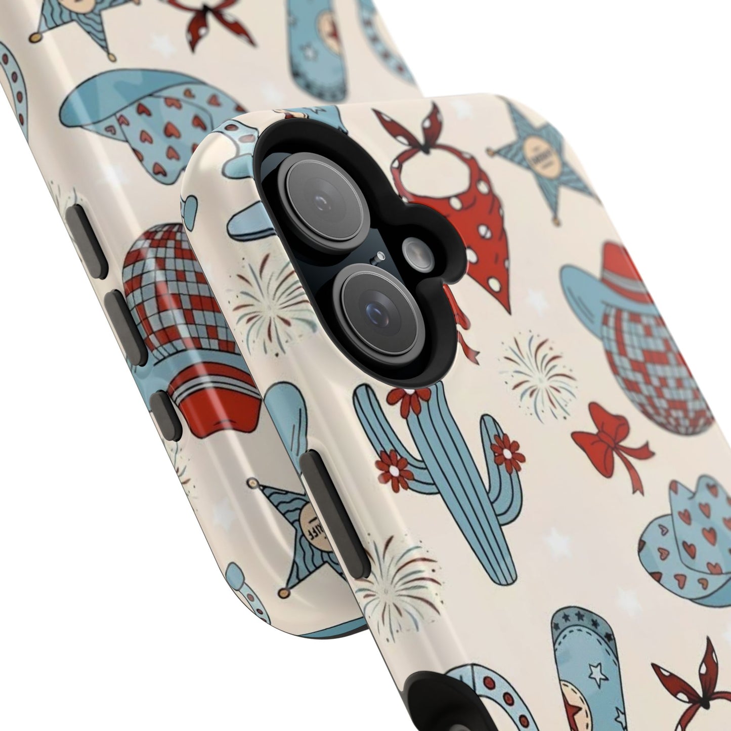 Western Country Pattern Phone Case — Cowboy Boots, Hats & Bandanas Magnetic Impact-Resistant Case