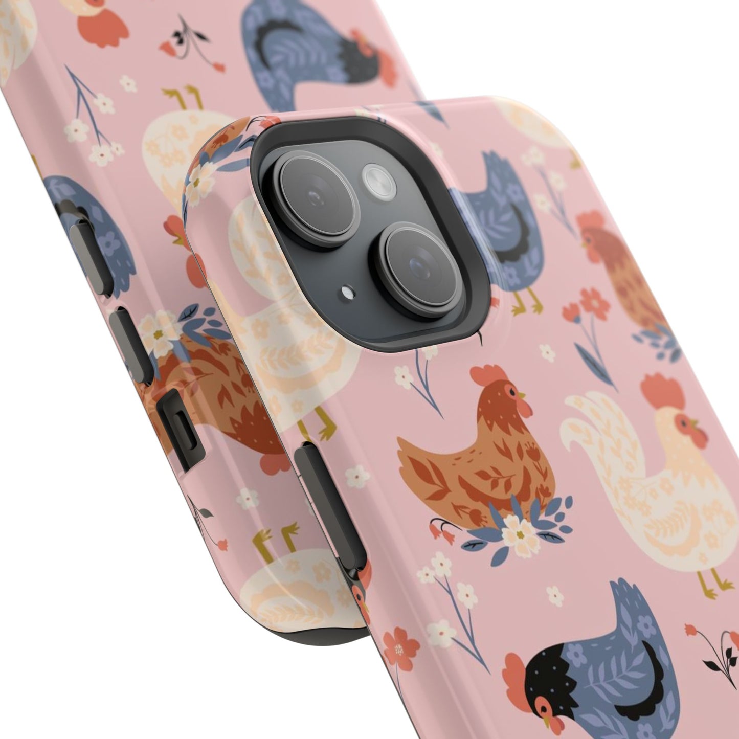 Chicken Pattern Magnetic Impact Phone Case — Cute Pastel Hen Design