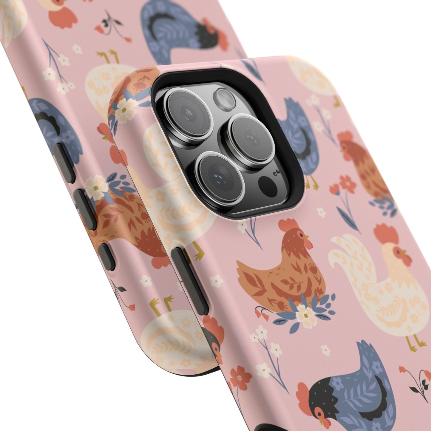 Chicken Pattern Magnetic Impact Phone Case — Cute Pastel Hen Design