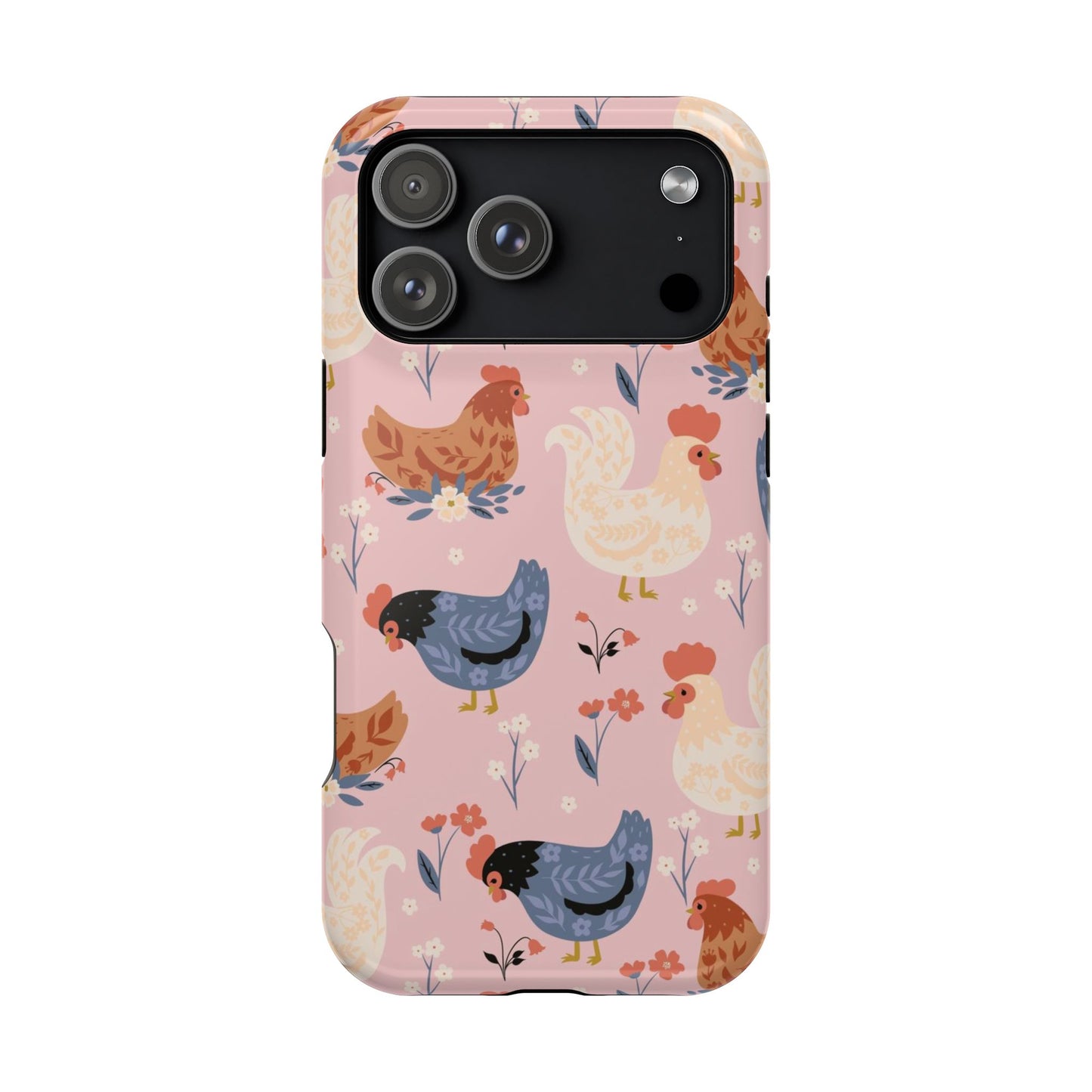 Chicken Pattern Magnetic Impact Phone Case — Cute Pastel Hen Design