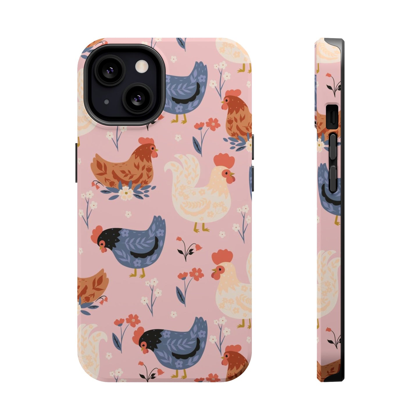 Chicken Pattern Magnetic Impact Phone Case — Cute Pastel Hen Design