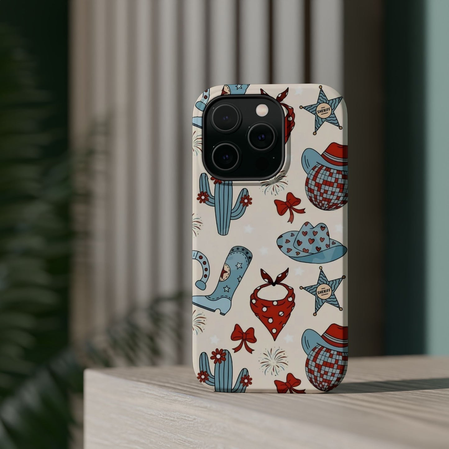 Western Country Pattern Phone Case — Cowboy Boots, Hats & Bandanas Magnetic Impact-Resistant Case