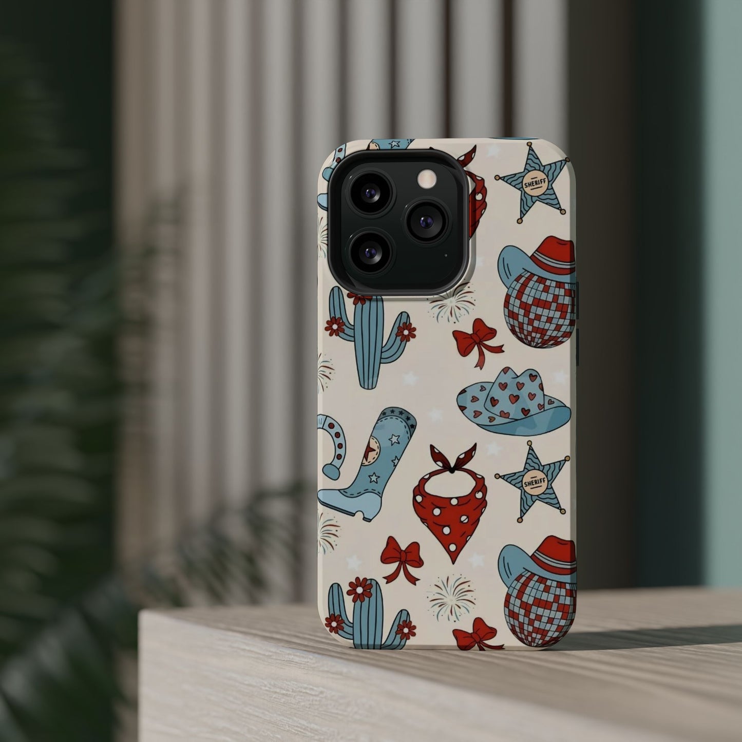 Western Country Pattern Phone Case — Cowboy Boots, Hats & Bandanas Magnetic Impact-Resistant Case