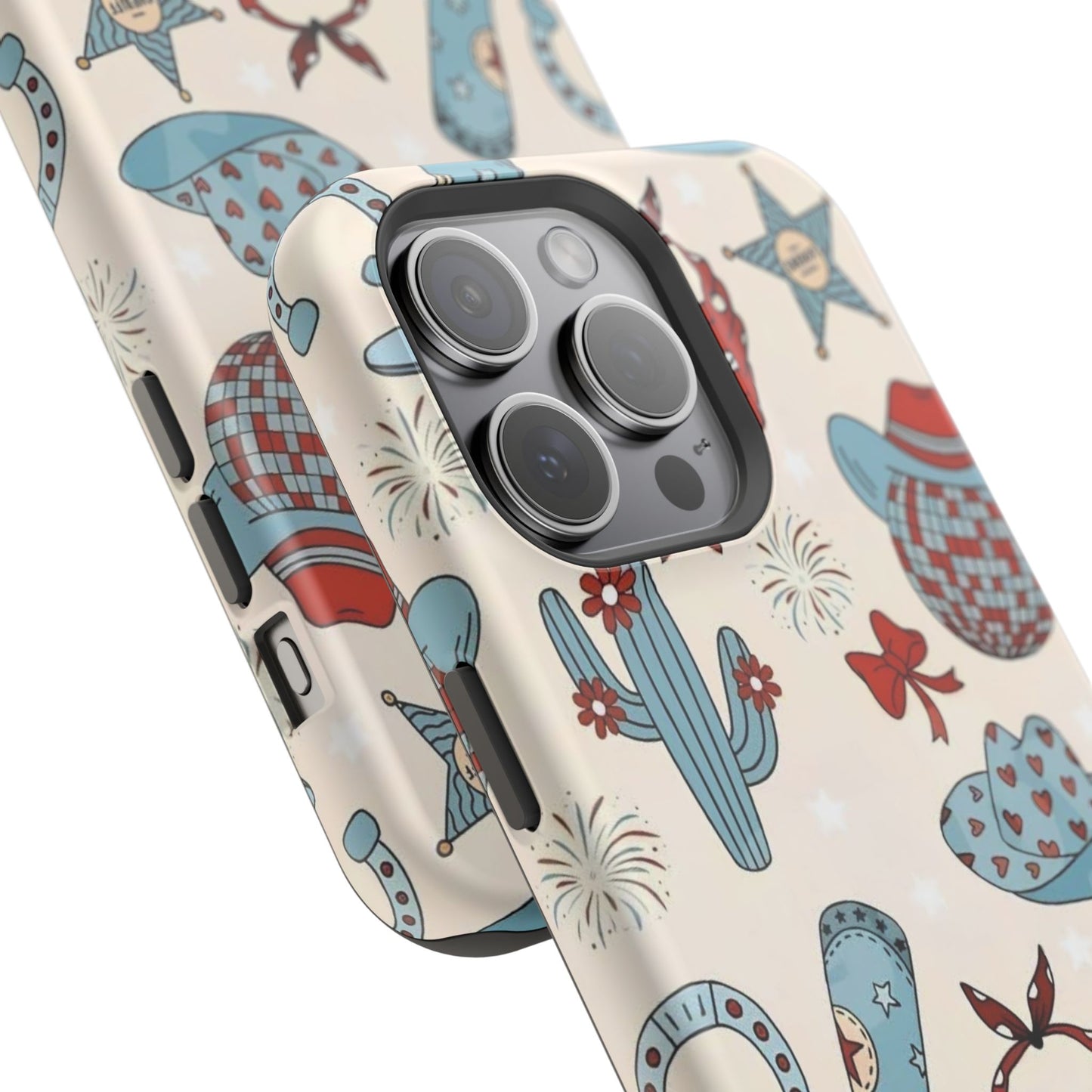 Western Country Pattern Phone Case — Cowboy Boots, Hats & Bandanas Magnetic Impact-Resistant Case