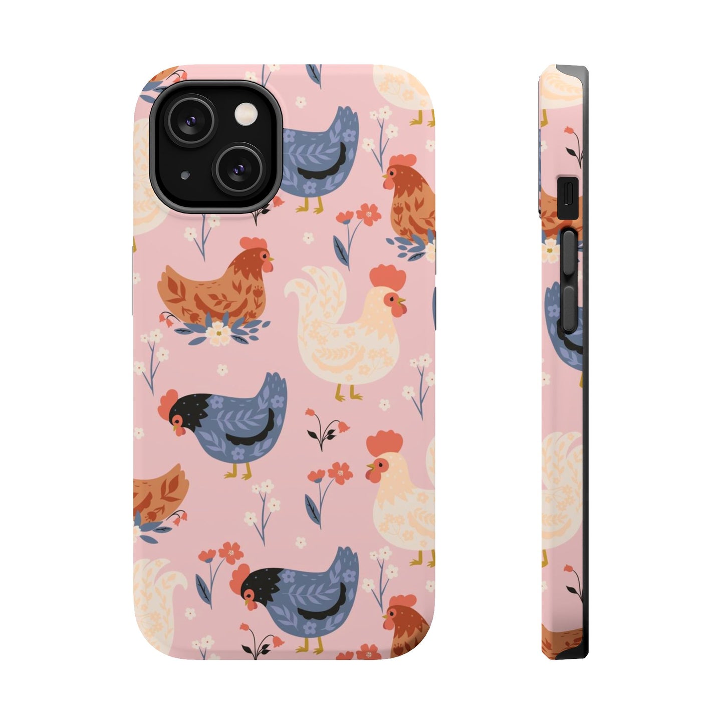 Chicken Pattern Magnetic Impact Phone Case — Cute Pastel Hen Design