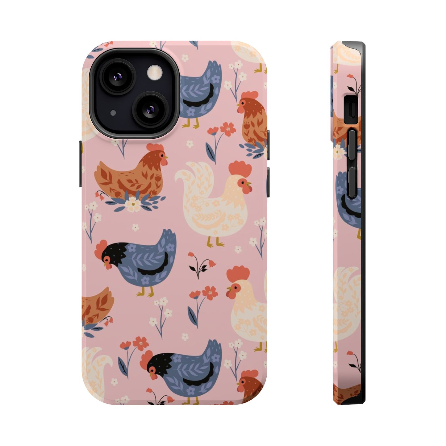 Chicken Pattern Magnetic Impact Phone Case — Cute Pastel Hen Design