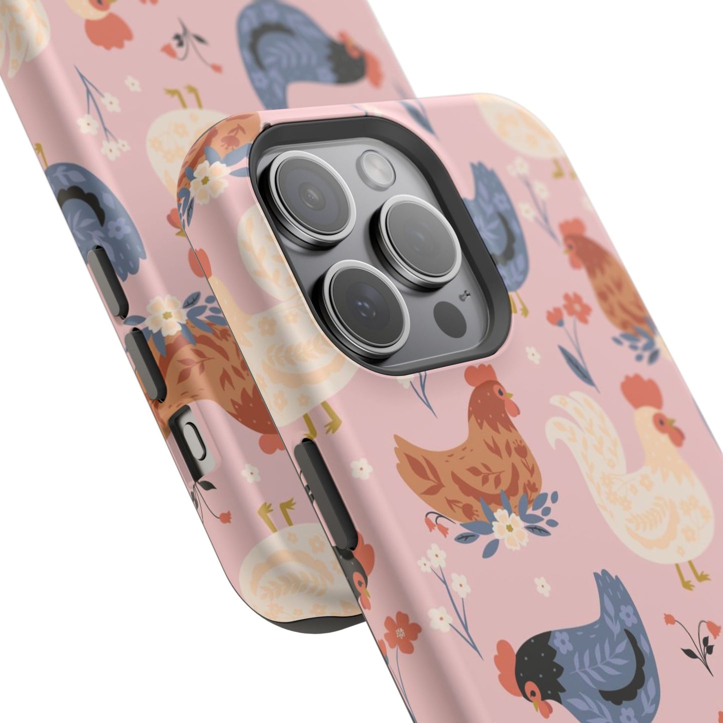 Chicken Pattern Magnetic Impact Phone Case — Cute Pastel Hen Design