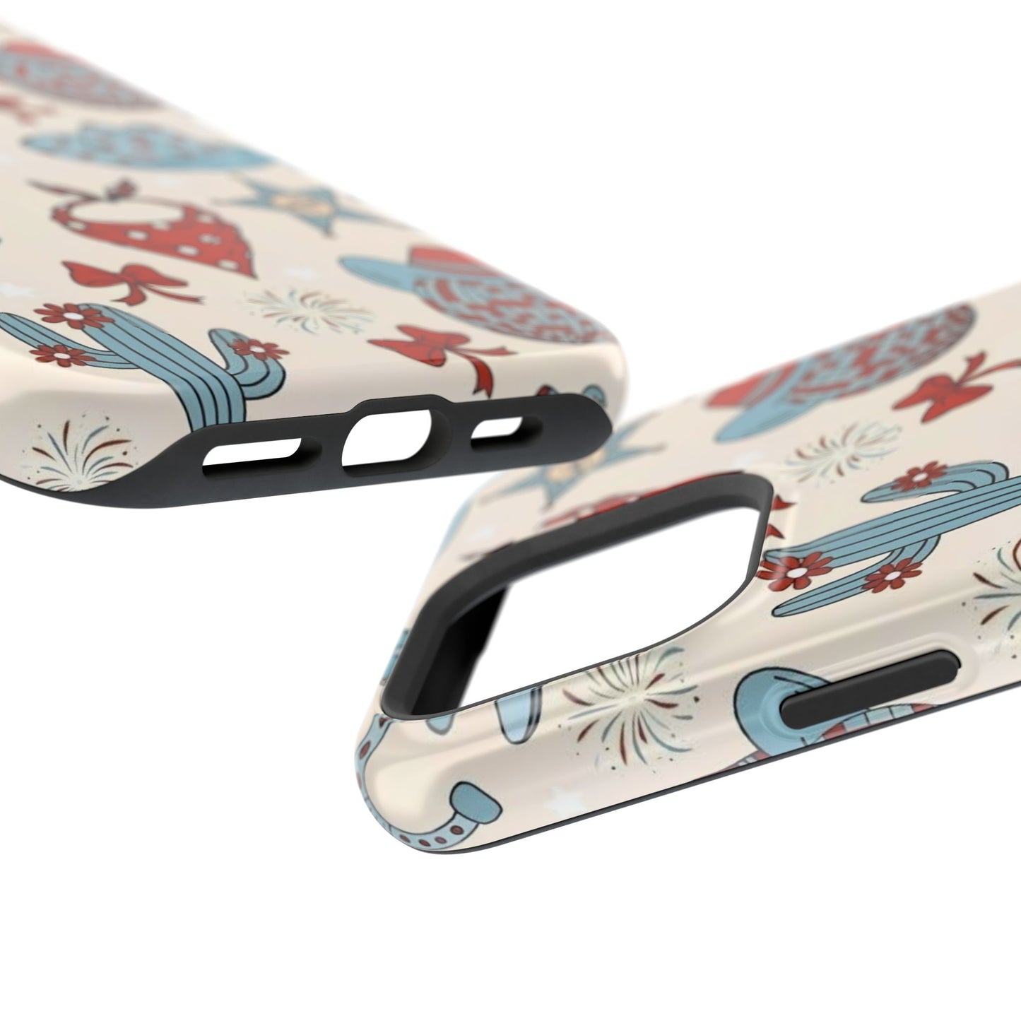 Western Country Pattern Phone Case — Cowboy Boots, Hats & Bandanas Magnetic Impact-Resistant Case