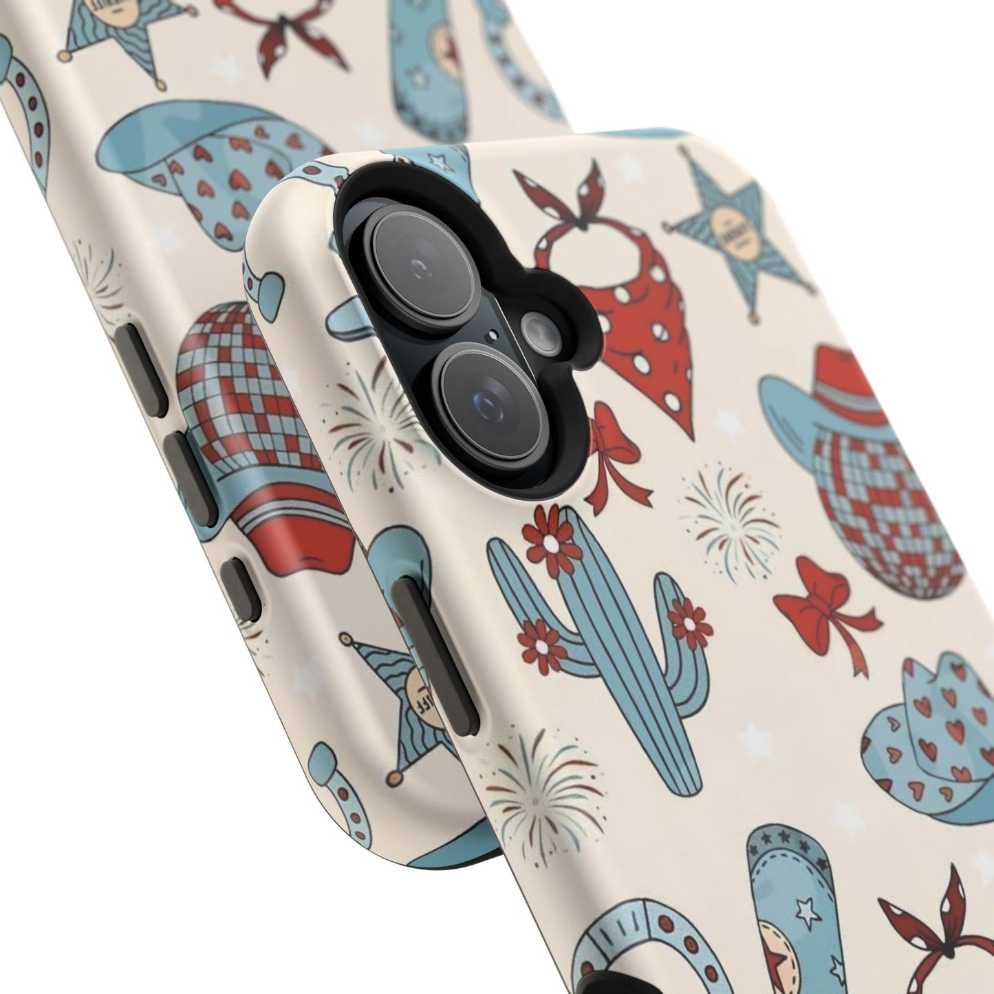 Western Country Pattern Phone Case — Cowboy Boots, Hats & Bandanas Magnetic Impact-Resistant Case