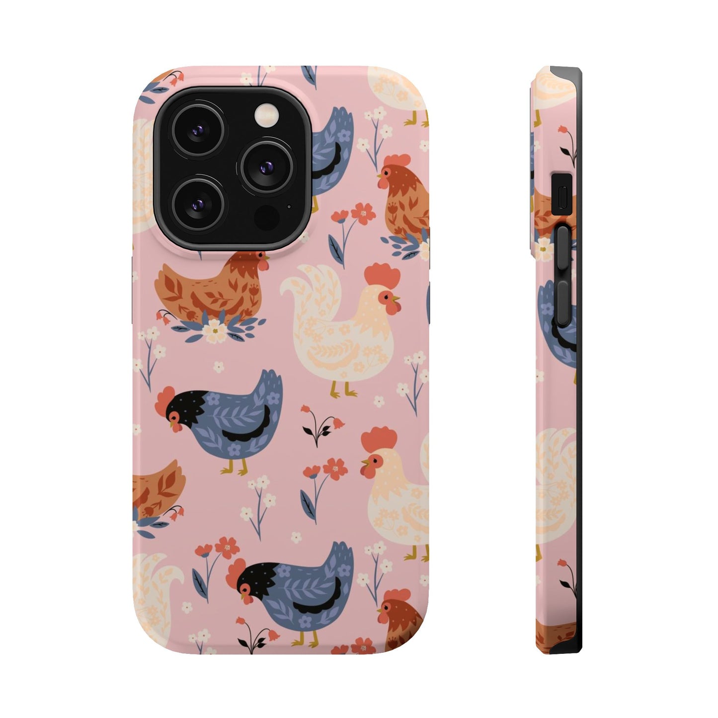 Chicken Pattern Magnetic Impact Phone Case — Cute Pastel Hen Design