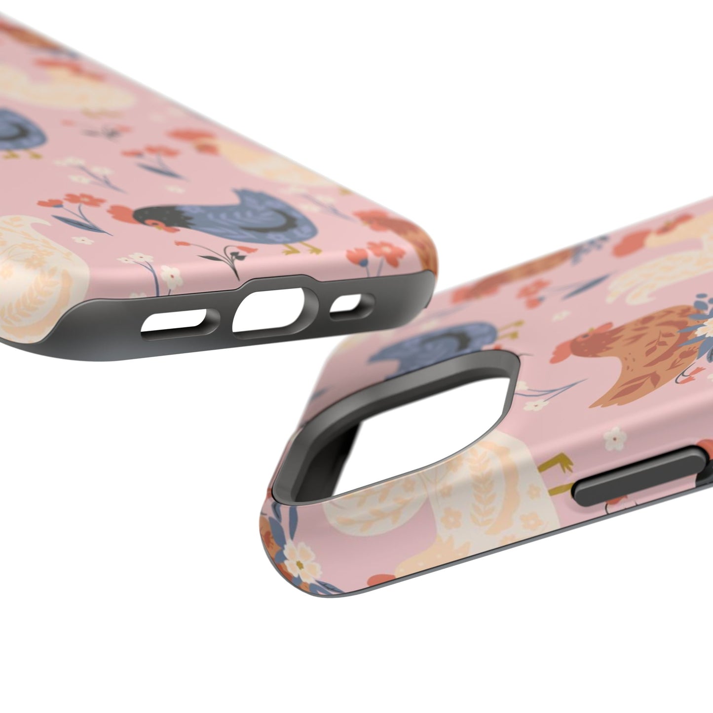 Chicken Pattern Magnetic Impact Phone Case — Cute Pastel Hen Design