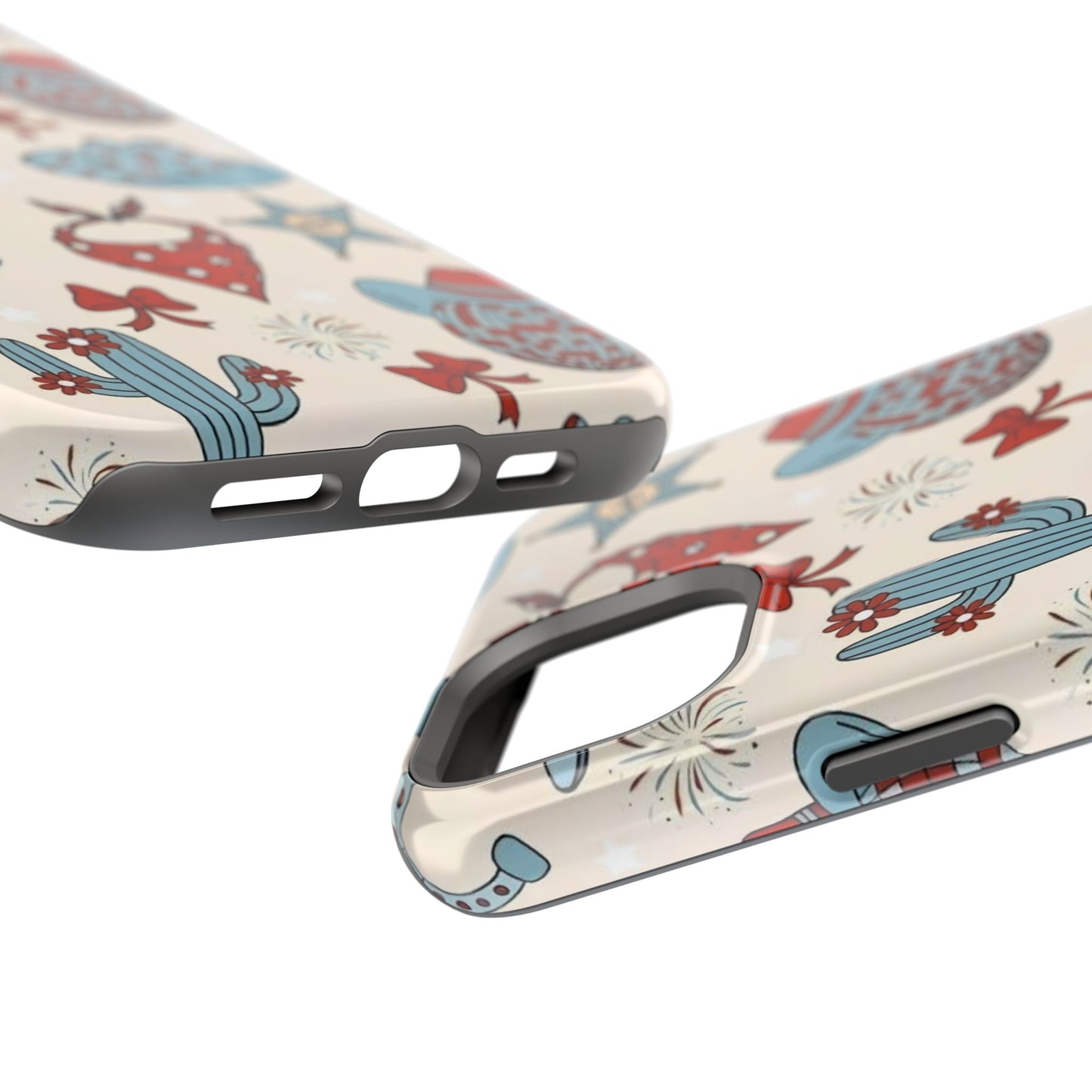 Western Country Pattern Phone Case — Cowboy Boots, Hats & Bandanas Magnetic Impact-Resistant Case