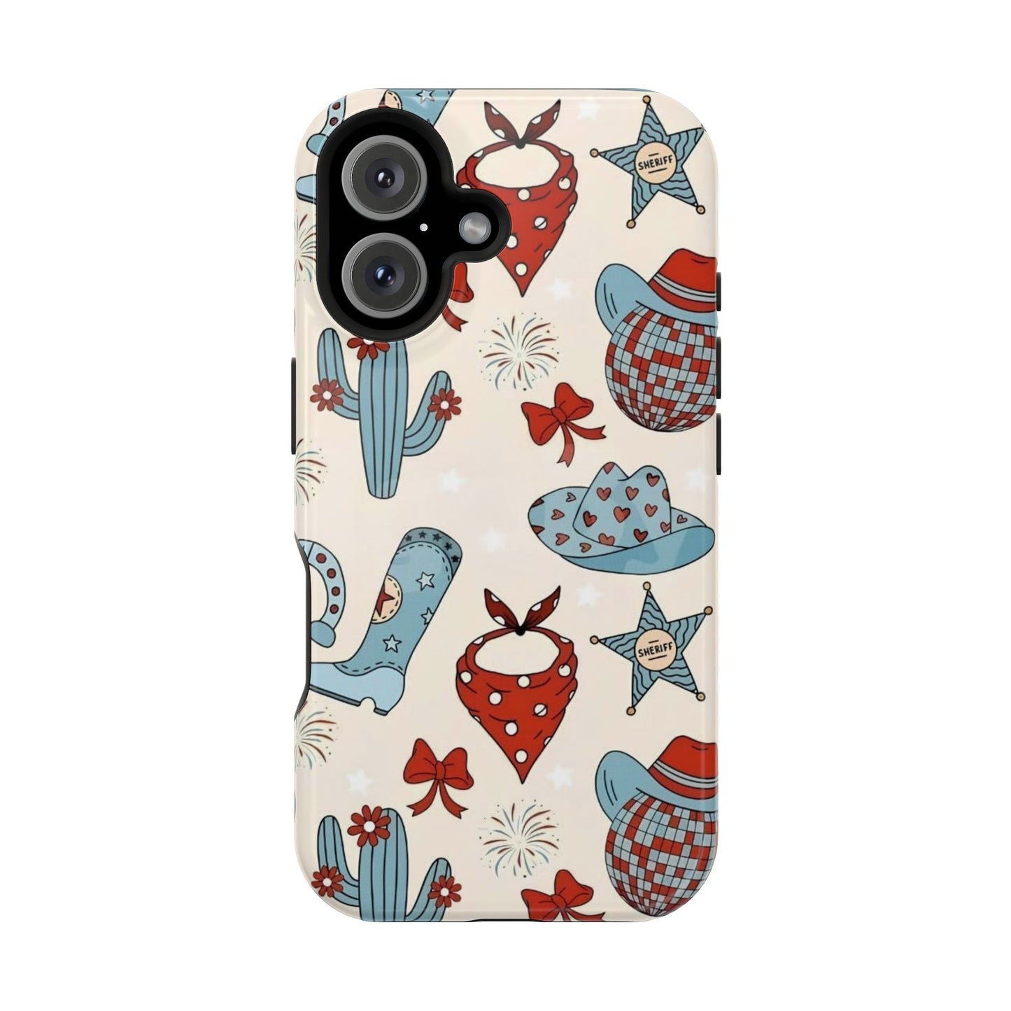 Western Country Pattern Phone Case — Cowboy Boots, Hats & Bandanas Magnetic Impact-Resistant Case