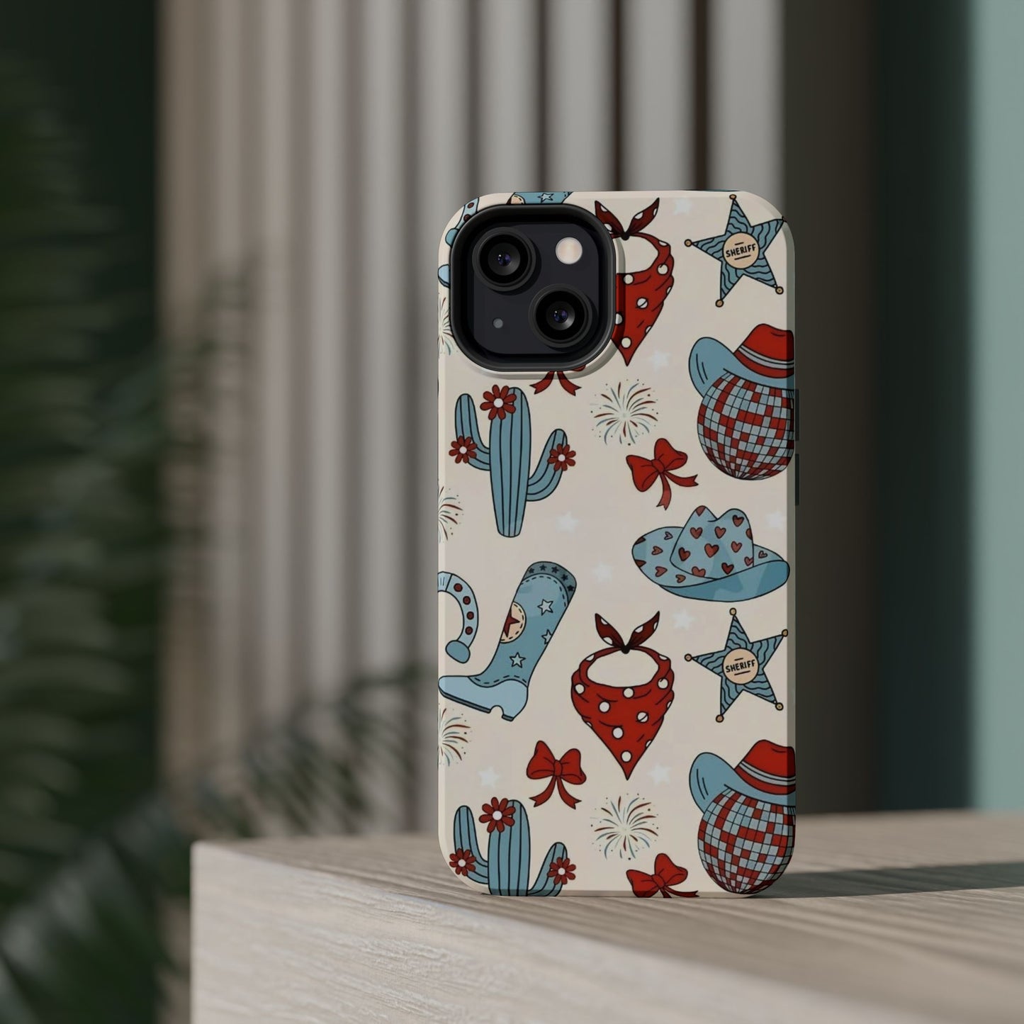 Western Country Pattern Phone Case — Cowboy Boots, Hats & Bandanas Magnetic Impact-Resistant Case