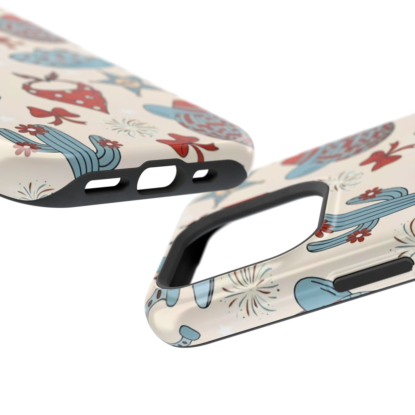 Western Country Pattern Phone Case — Cowboy Boots, Hats & Bandanas Magnetic Impact-Resistant Case
