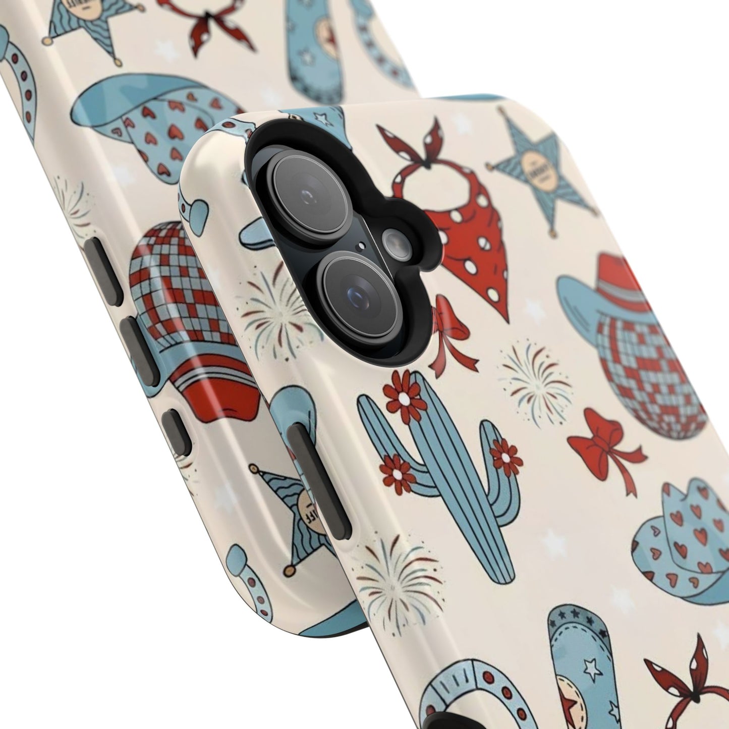 Western Country Pattern Phone Case — Cowboy Boots, Hats & Bandanas Magnetic Impact-Resistant Case