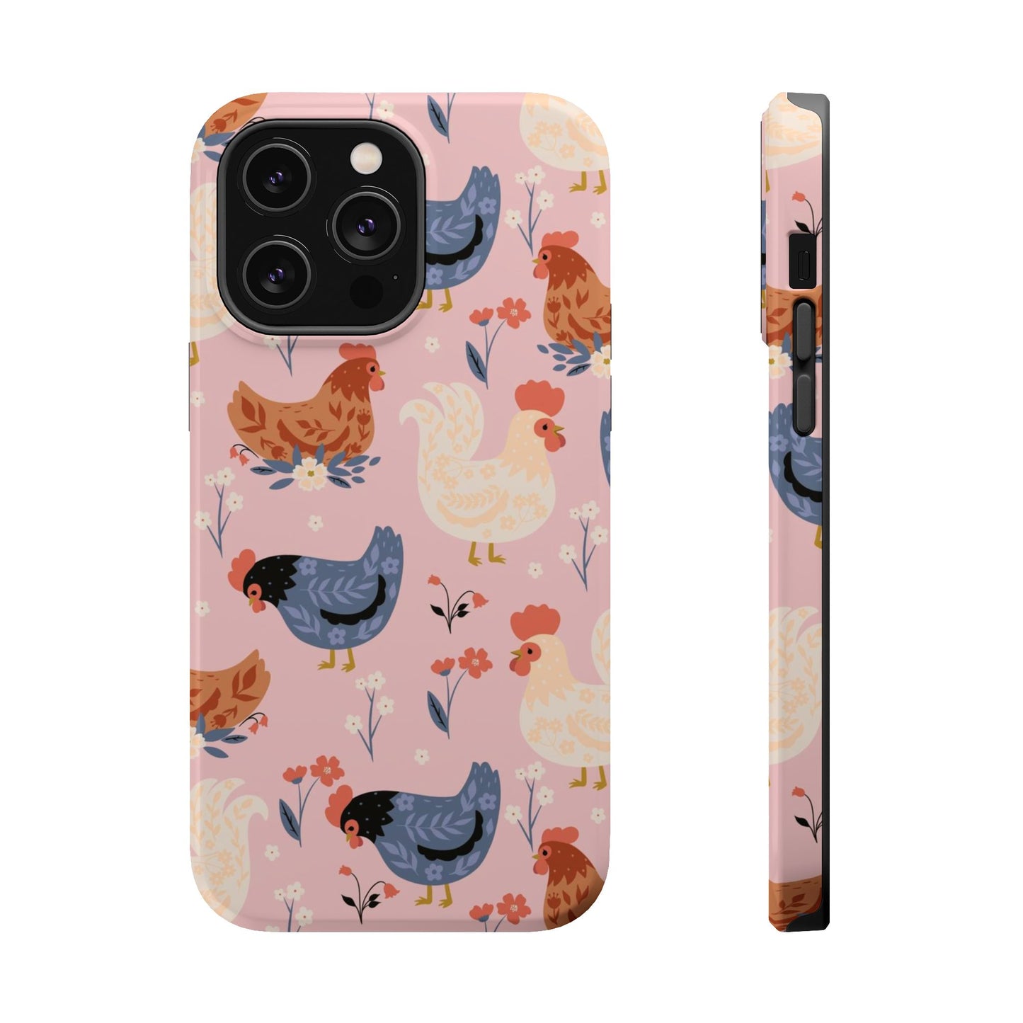 Chicken Pattern Magnetic Impact Phone Case — Cute Pastel Hen Design
