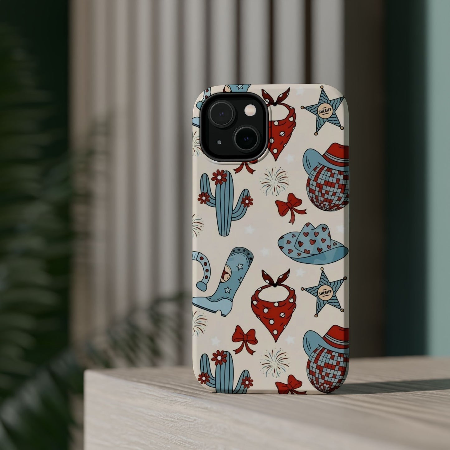 Western Country Pattern Phone Case — Cowboy Boots, Hats & Bandanas Magnetic Impact-Resistant Case