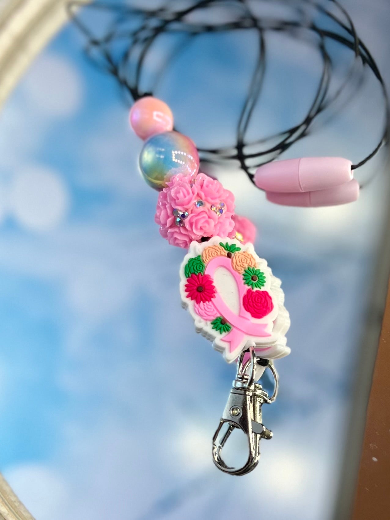 Breast cancer awareness lanyard
